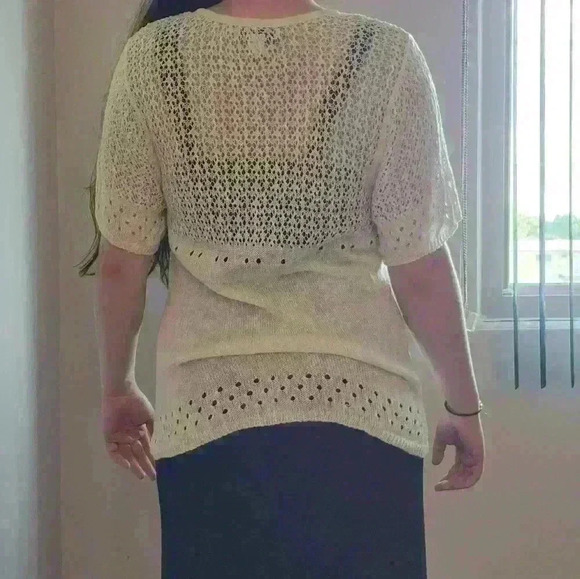 White House Black Market Linen Cardigan Cut Out Knit Cardigan Sweater - Picture 3 of 6